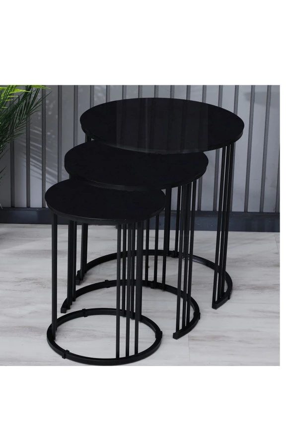 boons Palmira Zigon Sehpa, Siyah Ayak - Siyah Cam