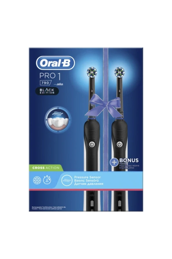 Oral-B Pro1 790 Black Edition Şarj Edilebilir Diş Fırçası 2'li Paket