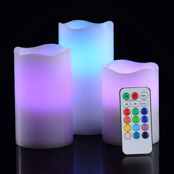 Periboia Parafin Kaplı Kumandalı Led Mum (3 Adet) - 2