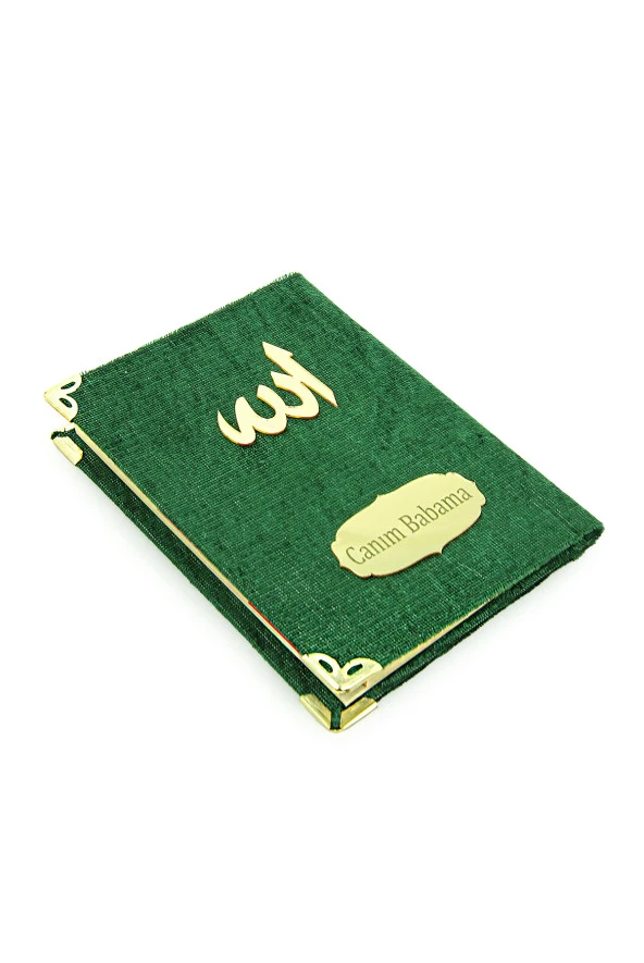 Babalar Günü Tesbihli Yasin Kitabı Kişiye Özel İsimli Seccade Seti Yeşil - Resim 6