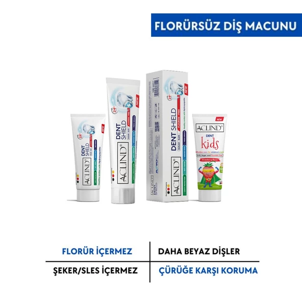 Aclind Aile Diş Macun Seti - Dent Shield 15 ml +100 ml + Dent Kids 15 ml