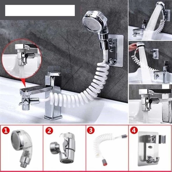 Periboia Ayarlanabilir Hortumlu Hareketli Banyo Mutfak Lavabo Musluk Duş Başlığı