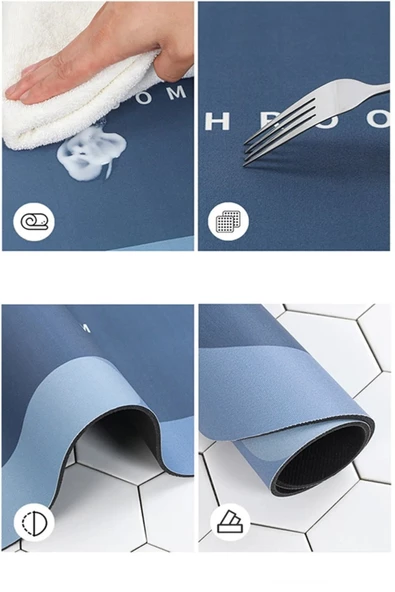 Periboia Sihirli Su Emici Kaydırmaz Banyo Paspası Banyo Ayak Matı - 3