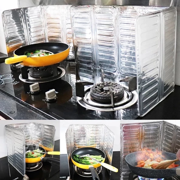 Periboia Ocak Yağ Sıçrama Koruyucu Katlanır Alüminyum Levha -Kolay Silinir Piknik Tüpü Rüzgar Önleyici Panel - Resim 2