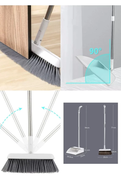 Periboia Faraşlı Kürek Seti - Yer Kaplamaz Tüy Toplayıcı Taraklı Süpürge Temizlik Seti - Resim 4