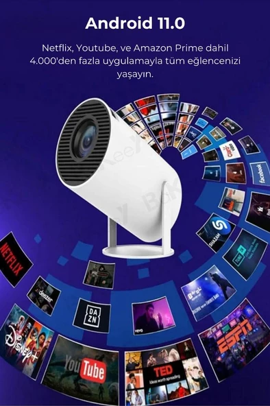 Taşınabilir Mini Projeksiyon Projektör Cihazı Ev Sineması Bluetooth 700 Lümen 2K Led Projektör - 4