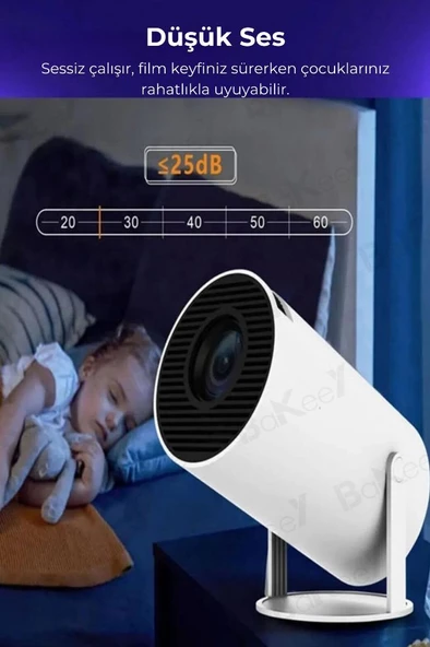 Taşınabilir Mini Projeksiyon Projektör Cihazı Ev Sineması Bluetooth 700 Lümen 2K Led Projektör - 6