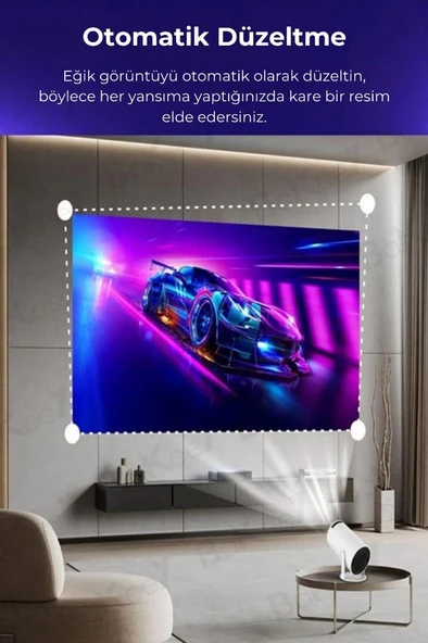 Taşınabilir Mini Projeksiyon Projektör Cihazı Ev Sineması Bluetooth 700 Lümen 2K Led Projektör - 5