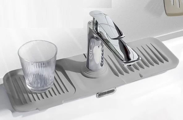 Periboia Elastik Mutfak Banyo Musluk Matı Düzenleyici Kaydırmaz Taban Organizer Lavabo Kenar Matı - Resim 3