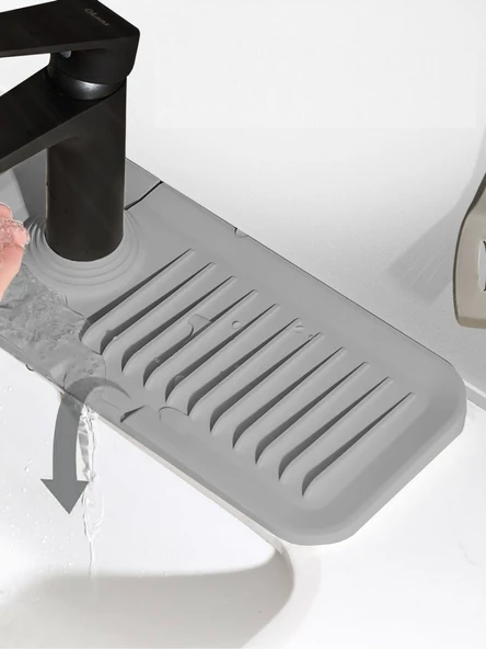 Periboia Elastik Mutfak Banyo Musluk Matı Düzenleyici Kaydırmaz Taban Organizer Lavabo Kenar Matı - Resim 5