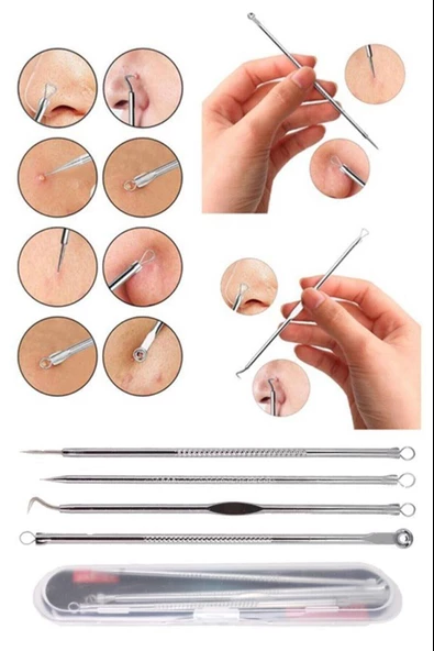 Periboia 4 lü Kutulu Paslanmaz Komedon Akne - Siyah Nokta Temizleyici Set - Resim 2