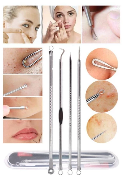 Periboia 4 lü Kutulu Paslanmaz Komedon Akne - Siyah Nokta Temizleyici Set ürün görseli