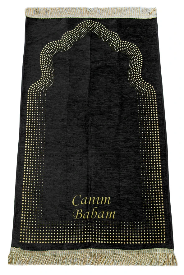 Babalar Günü Yasin Kitabı Tesbih Kişiye Özel İsimli Seccade Seti Siyah - Resim 5