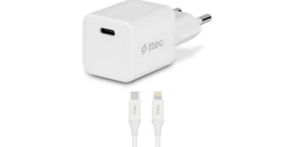 Ttec SmartCharger 20W PD Seyahat Hızlı Şarj Aleti + USB-C - Lightning 150 Cm Kablo Beyaz