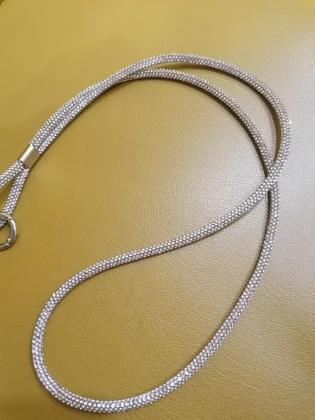 Periboia Gümüş Taşlı Telefon Boyun Askısı - 4