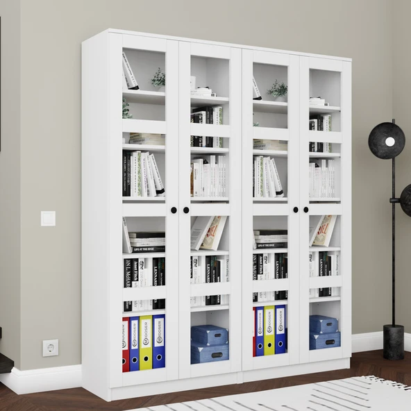 Midoser  Lucas Cam Kapaklı Vitrin - Büfe - Kitaplık ve Çok Amaçlı Dolap ( AYARLANABİLİR RAF ) - 6