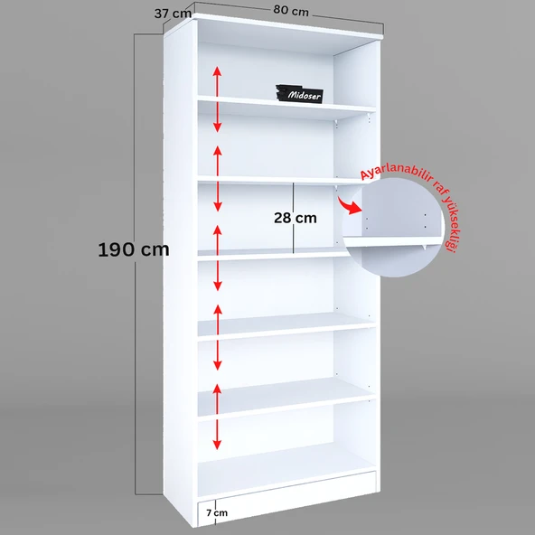 Midoser  Lucas Cam Kapaklı Vitrin - Büfe - Kitaplık ve Çok Amaçlı Dolap ( AYARLANABİLİR RAF ) - 8
