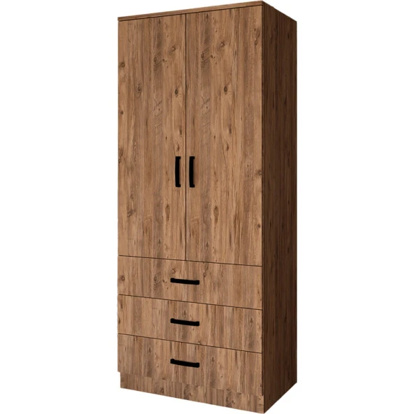 Midoser Easy Atlantik Çam 2 Kapılı 3 Çekmeceli Gardırop - 4