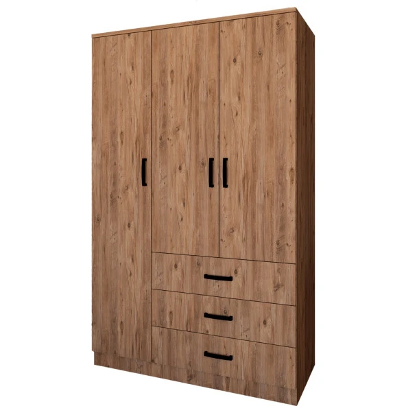 Midoser Easy Atlantik Çam 3 Kapılı 3 Çekmeceli Çok Amaçlı Elbise Dolabı - 5