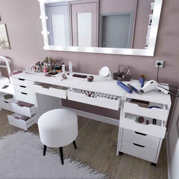 Midoser Duru Makyaj Masası Seti ( Ayna Hariç) - 200 Cm - 4