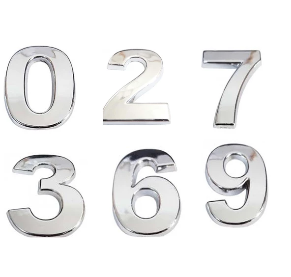 Periboia 3 Adet 2,5 Cm Plastik Krom Kaplama Kapı - Dolap Numarası - 2