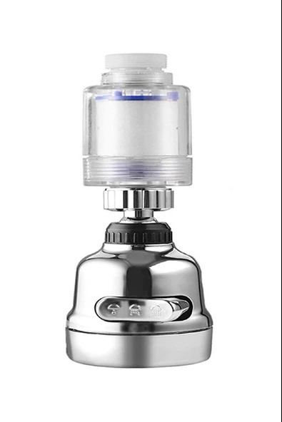 Periboia Filtreli Krom 3 Fonksiyonlu  Oynar Musluk Başlığı - 360 Derece Dönebilen