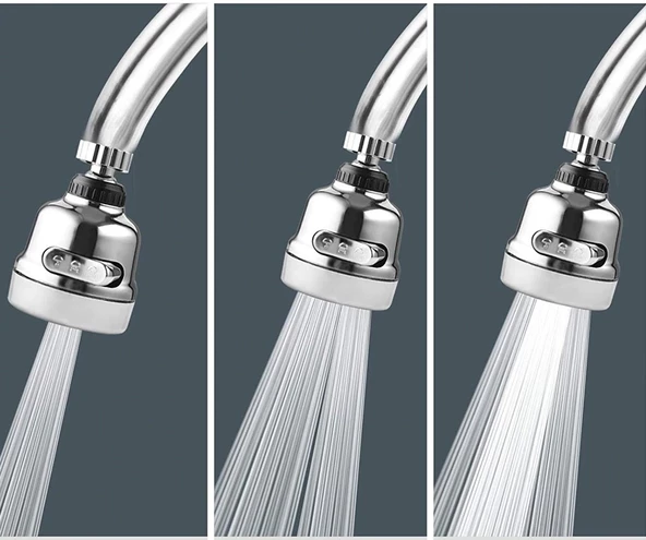 Periboia Filtreli Krom 3 Fonksiyonlu  Oynar Musluk Başlığı - 360 Derece Dönebilen - 3