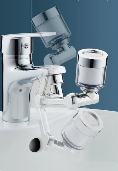 Periboia Filtreli Kireç Hapsedici Robotik Kol Musluk Başlığı - Mutfak Banyo Musluk Uzatma Aparatı Ucu - 5