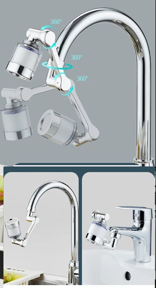 Periboia Filtreli Kireç Hapsedici Robotik Kol Musluk Başlığı - Mutfak Banyo Musluk Uzatma Aparatı Ucu - 2
