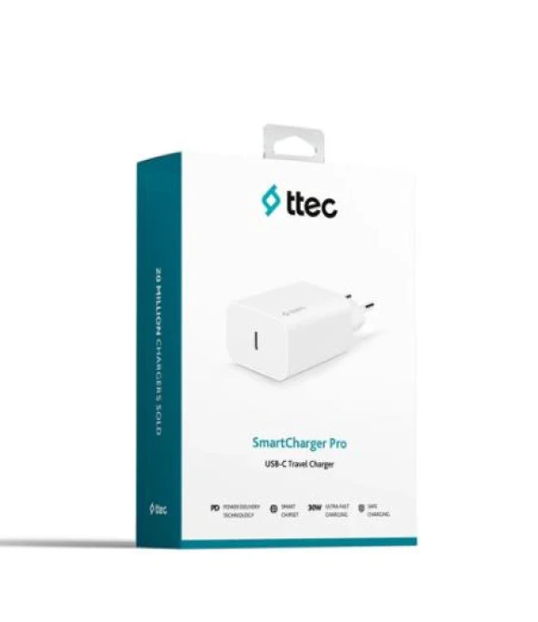 Ttec SmartCharger 30W PD USB-C Seyahat Hızlı Şarj Aleti Beyaz