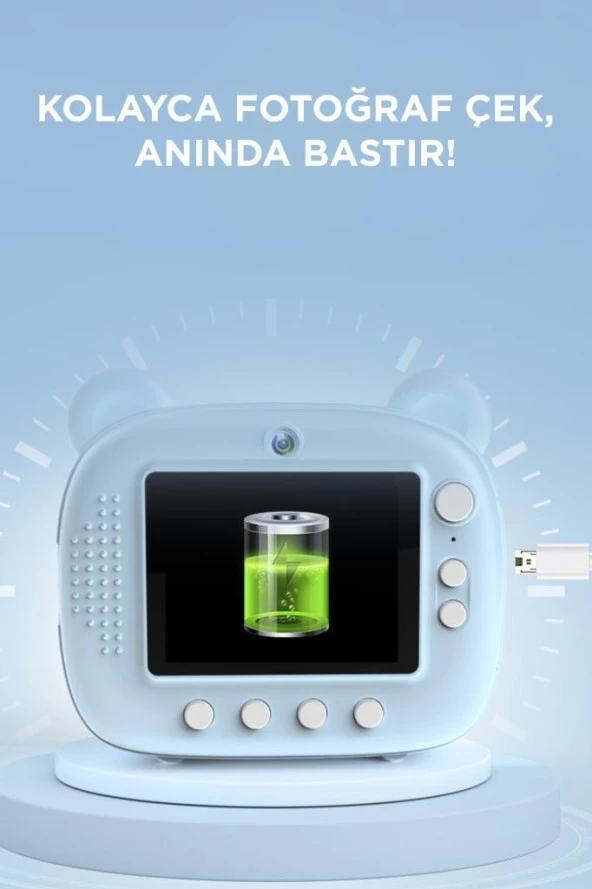 Torima TRM-CMR14 Mavi Dijital Video Kayıt Fotoğraf Çocuk Kamerası Anlık Termal Resim Kağıt Baskılı Yazıcı - 6