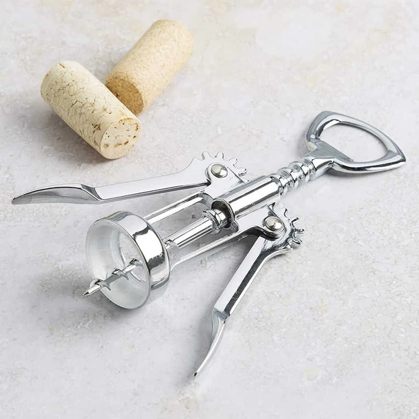 Periboia Krom Tirbuşon - 2 Fonksiyonlu Paslanmaz Metal ürün görseli