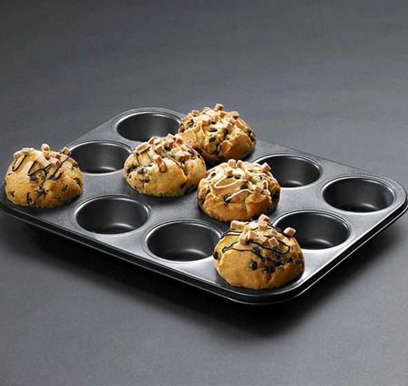 Periboia 12 Bölmeli Metal Yapışmaz Muffin Kek Kalıbı ürün görseli