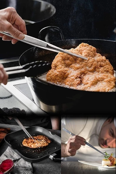 Periboia Et Kızartma Maşası - Pratik Pişirme Cımbızı - Profesyonel Cımbız Maşa - Resim 5