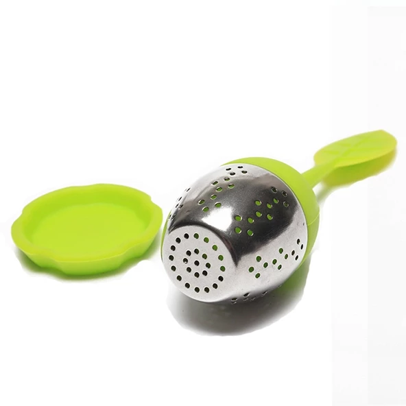 Periboia Silikon Paslanmaz Çelik Yaprak Çay Süzgeci Çay Kaşığı Demlik Topu Bitki Çayı Filtresi - 5