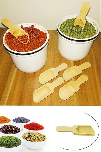 Periboia 6 lı Ahşap Mini Baharat Küreği 9 Cm - Resim 2