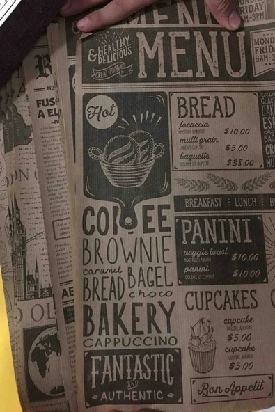 Periboia 50 Adet Kendinden Desenli Yağlı Kağıt Vintage Gazete Desen Servis ve Sunum Kağıdı Karışık Desen - Resim 5