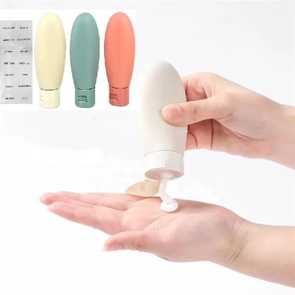 Periboia 3Lü Seyahat Tipi - Kozmetik - Krem- Şampuan -Losyon Kutuları 60 ML Kilitli Poşetli Etiketli