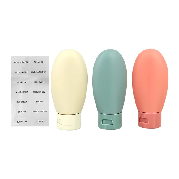 Periboia 3Lü Seyahat Tipi - Kozmetik - Krem- Şampuan -Losyon Kutuları 60 ML Kilitli Poşetli Etiketli - 2