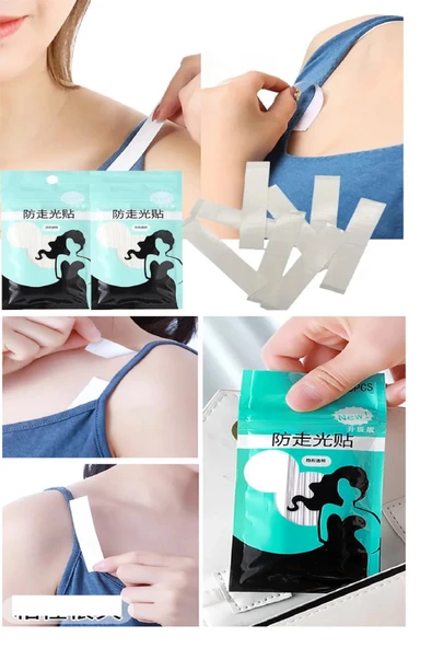 Periboia 72 Adet Çift Taraflı Transparan Dekolte Kapatıcı Yapışkan  Paça Boyu Düzeltici -Askılı Elbise Bandı - 5