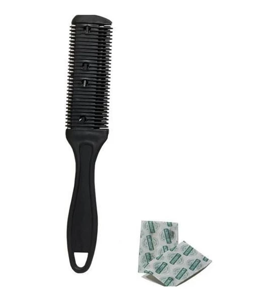 Periboia Jiletli Tarak Saç Sakal Düzleştirici Kırık Toplama Tarağı - 2 Adet Jiletli - 2