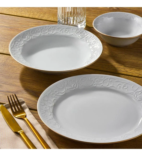 Güral Porselen Bahar Dalı Altın 48 Parça 12 Kişilik Yemek Takımı - 3