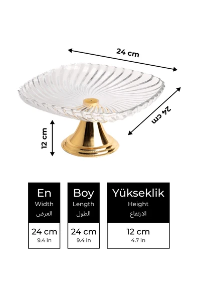 Gold Ayaklı Kare Cam Sunumluk Kase, Sarma, Dolma, Salata, Meyve, ve Pasta Sunum Stantı, Çeyizlik - 4