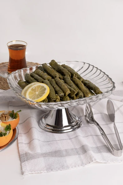 Gümüş Ayaklı Kare Cam Sunumluk Kase, Sarma, Dolma, Salata, Meyve, ve Pasta Sunum Stantı, Çeyizlik