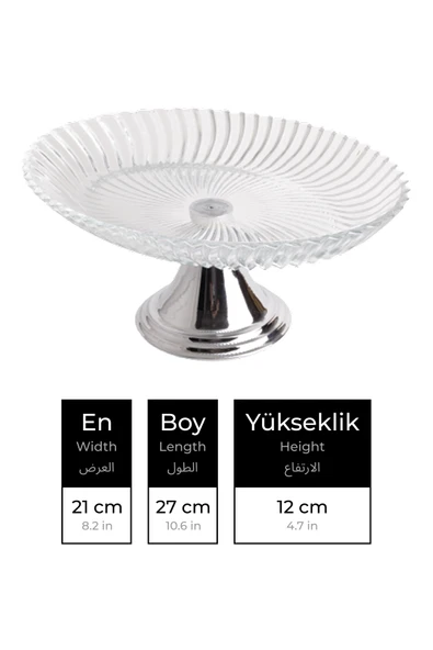 2'li Gümüş Ayaklı Oval Cam Sunumluk, Sarma, Dolma, Salata, Meyve, ve Pasta Stantı, Çeyizlik - 2