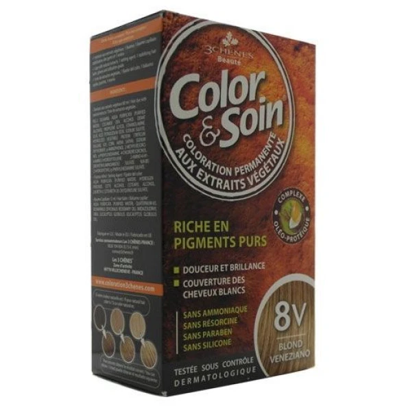 Color and Soin tamamen Bitkisel Organik Saç Boyası 8V Veneziano Sarısı