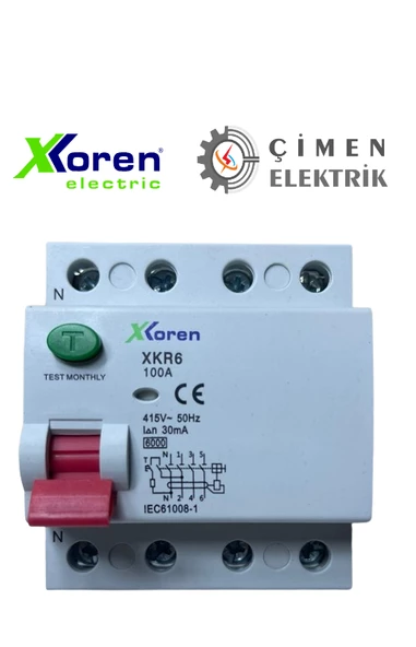 XKOREN 4X100A 300MA 6KA Kaçak Akım RÖLESİ XKR64P-300-100