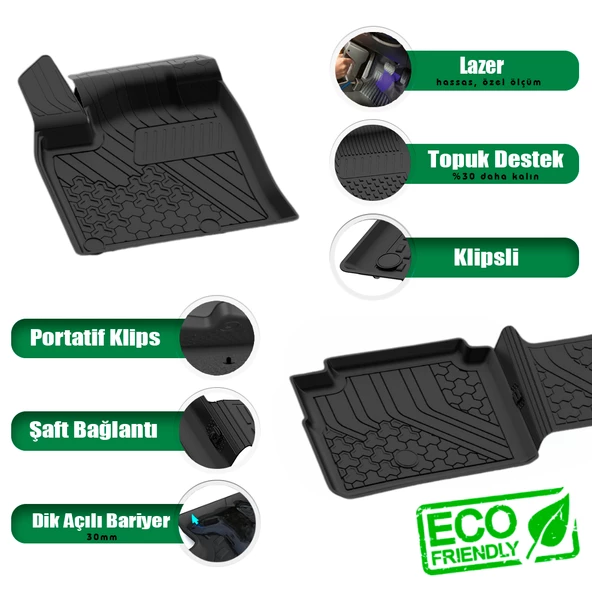 Nissan X-Trail E-Power 2022+ Uyumlu SAHLER Araca Özel 4.5D Havuzlu Oto Paspas - X-Trail - 2