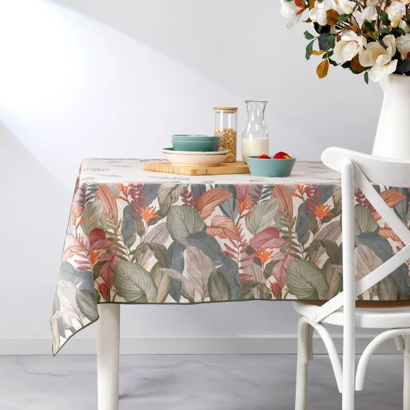 Schafer Home Tropical Poly Linen Masa Örtüsü 150x220 Cm-Yeşil