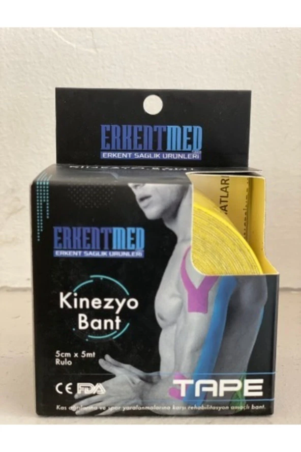 ERKENTMED Sari Tape Kinesio Ağrı Sporcu Bandı Yüz & Güzellik Kinesiology Bant